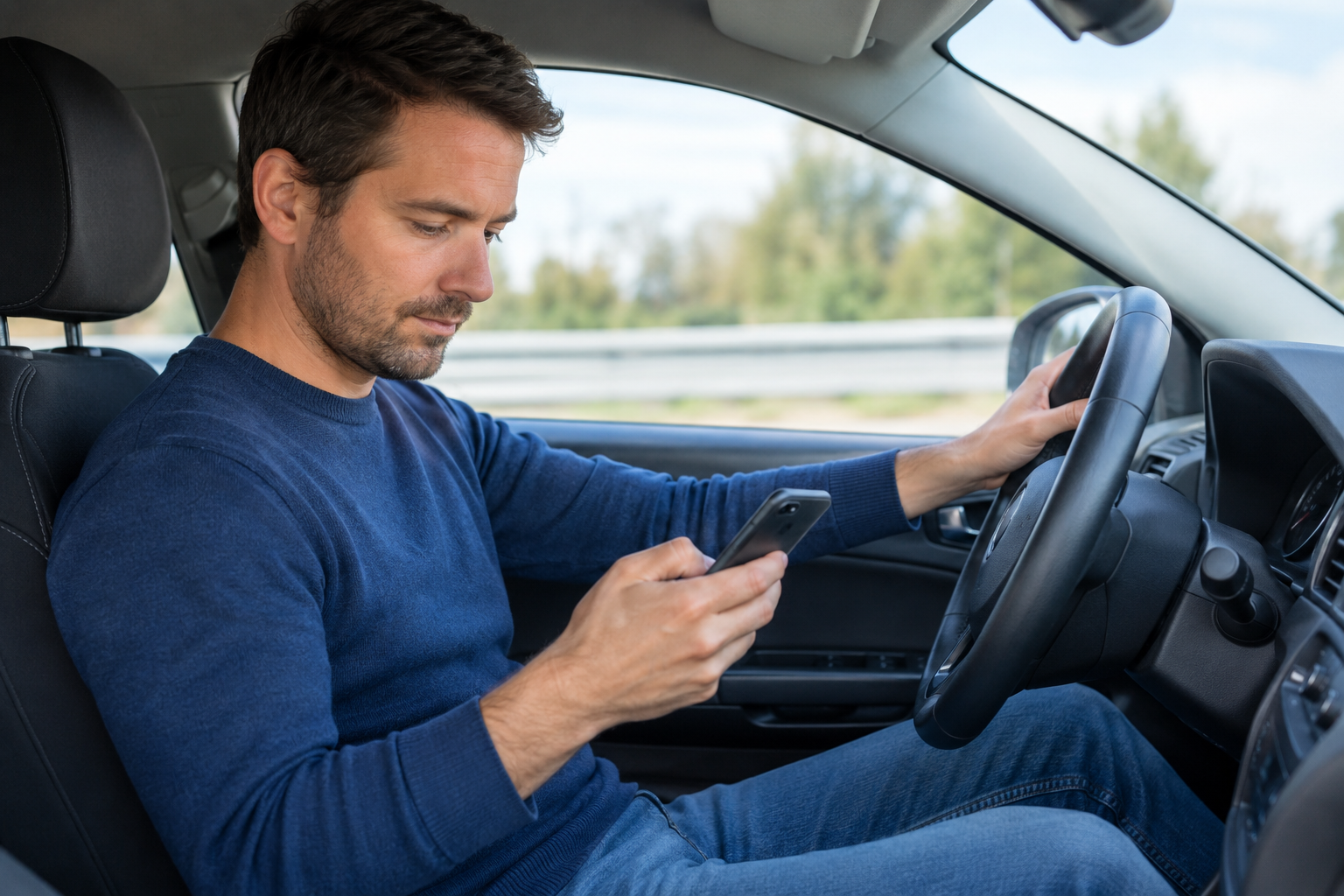 Homme au volant sans ceinture et au tél.png